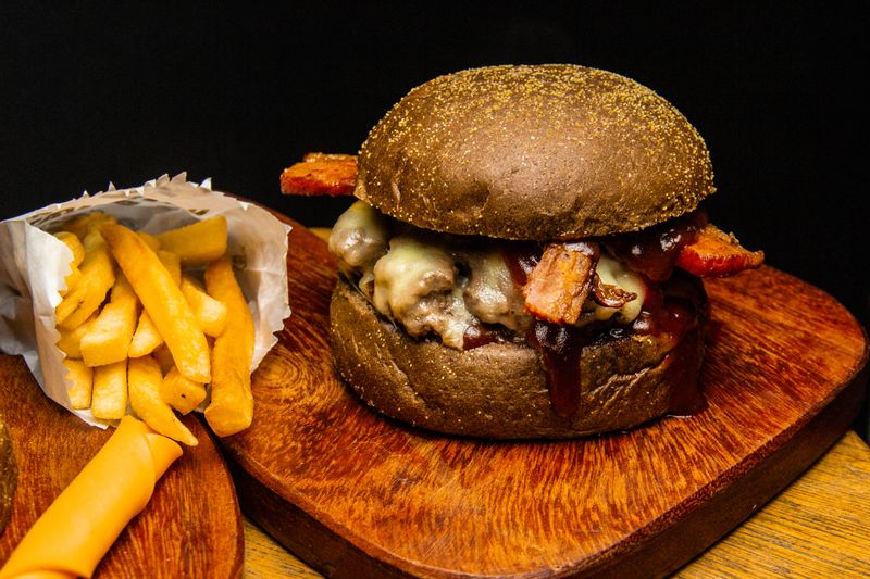 Freshly made artisan sandwich with colorful ingredients